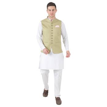 Green plain viscose nehru-jacket 5