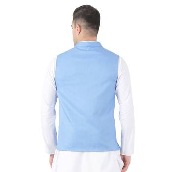 Blue plain viscose nehru-jacket 3