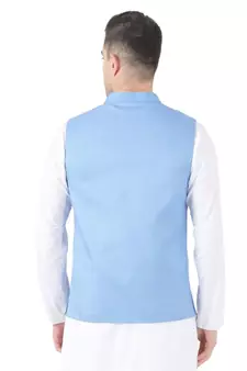 Blue plain viscose nehru-jacket