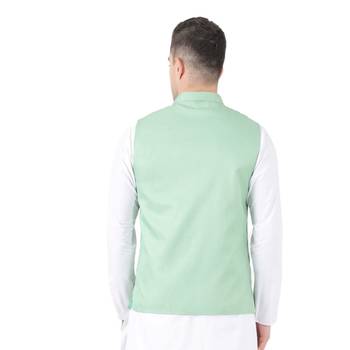 Green plain viscose nehru-jacket 3