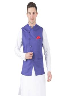 Purple plain viscose nehru-jacket