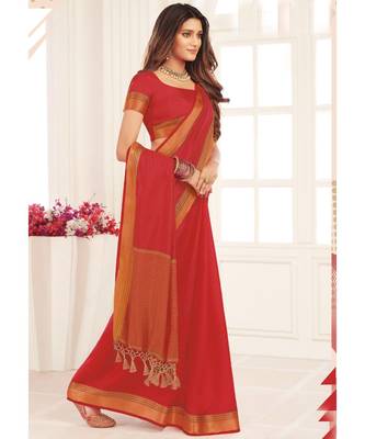 Maroon Tussar Silk Sarees 1