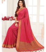 Pink Tussar Silk Saree With Blouse Piece