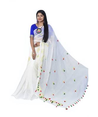 Cotton silk Handloom saree with blouse piece 1