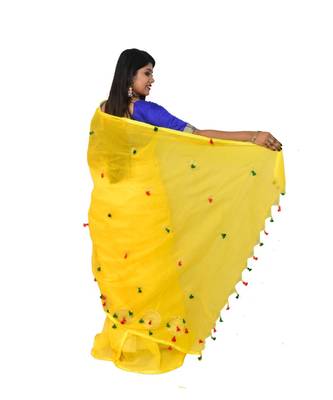 Cotton silk Handloom saree with blouse piece 2