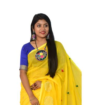 Cotton silk Handloom saree with blouse piece 5