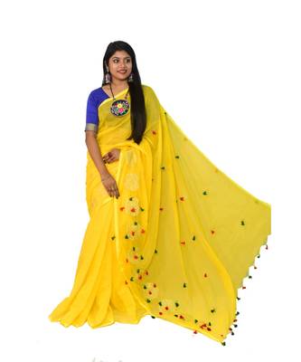 Cotton silk Handloom saree with blouse piece 1