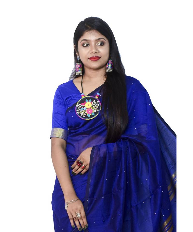 Cotton silk Handloom saree with blouse piece