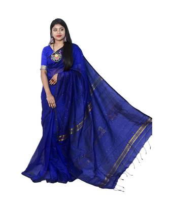 Cotton silk Handloom saree with blouse piece 5
