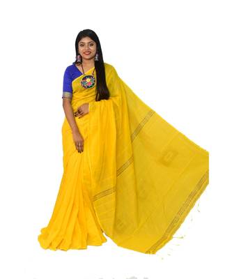 Cotton silk Handloom saree with blouse piece 1