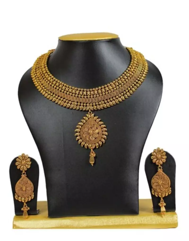High Gold Polish Keri Design Copper Necklace Set