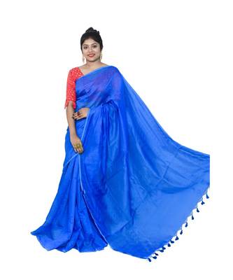 Cotton silk Handloom saree with blouse piece 1