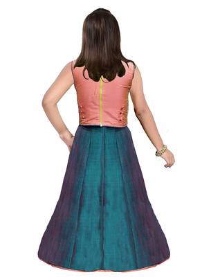 White Button new kids Rama silk coding work readymade Lehenga choli For Girls 2