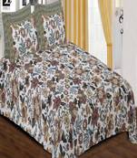 Brown Premium Quality Cotton Floral Print King Size Bedsheet with Pillow Covers