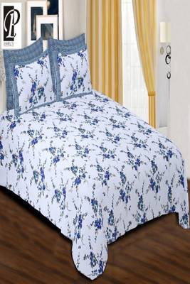 Blue Premium Quality Cotton Floral Print King Size Bedsheet with Pillow Covers 1