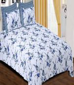 Blue Premium Quality Cotton Floral Print King Size Bedsheet with Pillow Covers