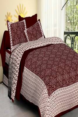 Maroon Cotton Double Bedsheet with 2 Pillow Covers 1