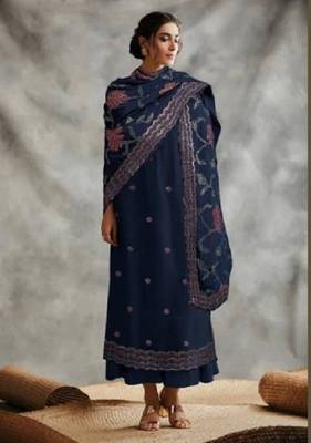 Dark-blue sequins faux georgette salwar 1