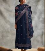 Dark-blue sequins faux georgette salwar