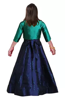 New Digital Printed Art Silk Jacket Style Gown for Girls Maxi Dress