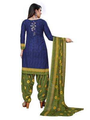 Dark-blue printed crepe salwar 2
