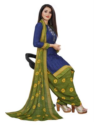Dark-blue printed crepe salwar 3