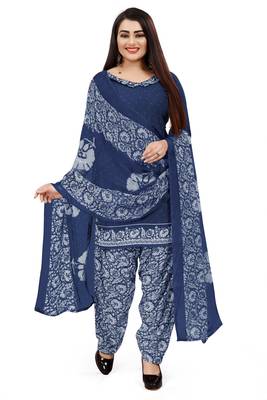 Blue printed crepe salwar 1