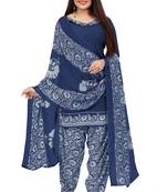 Blue printed crepe salwar