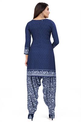 Blue printed crepe salwar 2