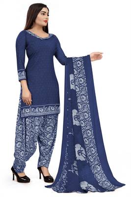 Blue printed crepe salwar 3