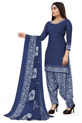 Blue printed crepe salwar 4