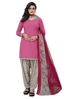 Pink printed crepe salwar 1