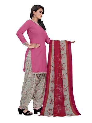 Pink printed crepe salwar 3