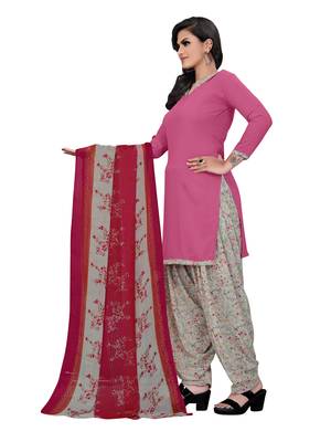 Pink printed crepe salwar 4