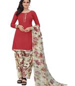 Red printed crepe salwar