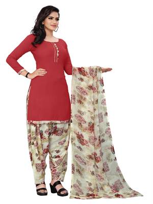 Red printed crepe salwar 3