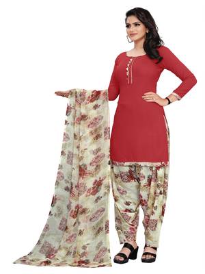 Red printed crepe salwar 4