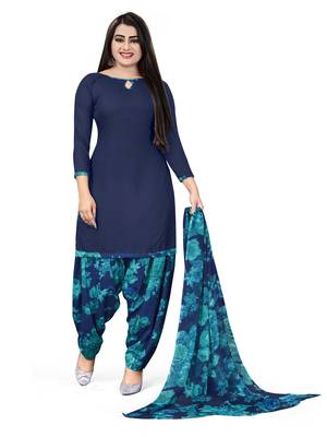 Blue printed crepe salwar 1