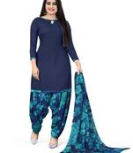 Blue printed crepe salwar