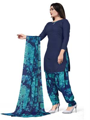 Blue printed crepe salwar 3
