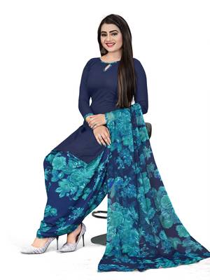 Blue printed crepe salwar 4