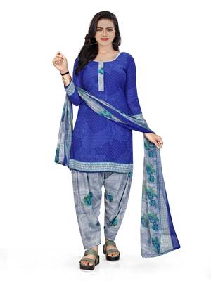 Blue printed crepe salwar 1