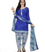 Blue printed crepe salwar