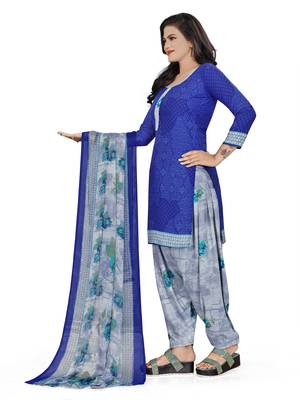 Blue printed crepe salwar 3