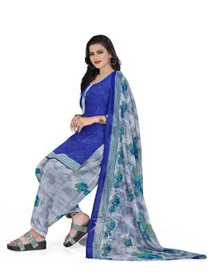Blue printed crepe salwar 4