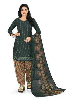 Dark-green printed crepe salwar 1
