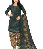 Dark-green printed crepe salwar