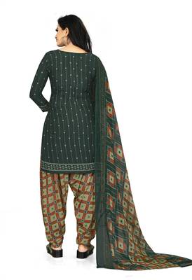 Dark-green printed crepe salwar 2