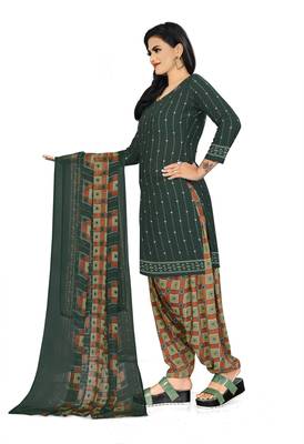 Dark-green printed crepe salwar 4