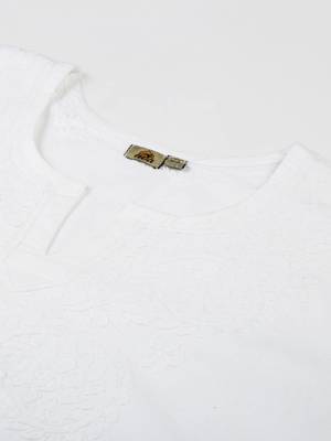 Ada Hand Embroidered White Cotton Lucknowi Chikankari Women Kurta - A342228 5